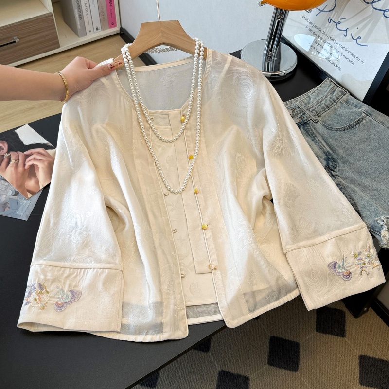 Ethnic Fashion Wear - New Chinese Style Long Sleeve Embroidered