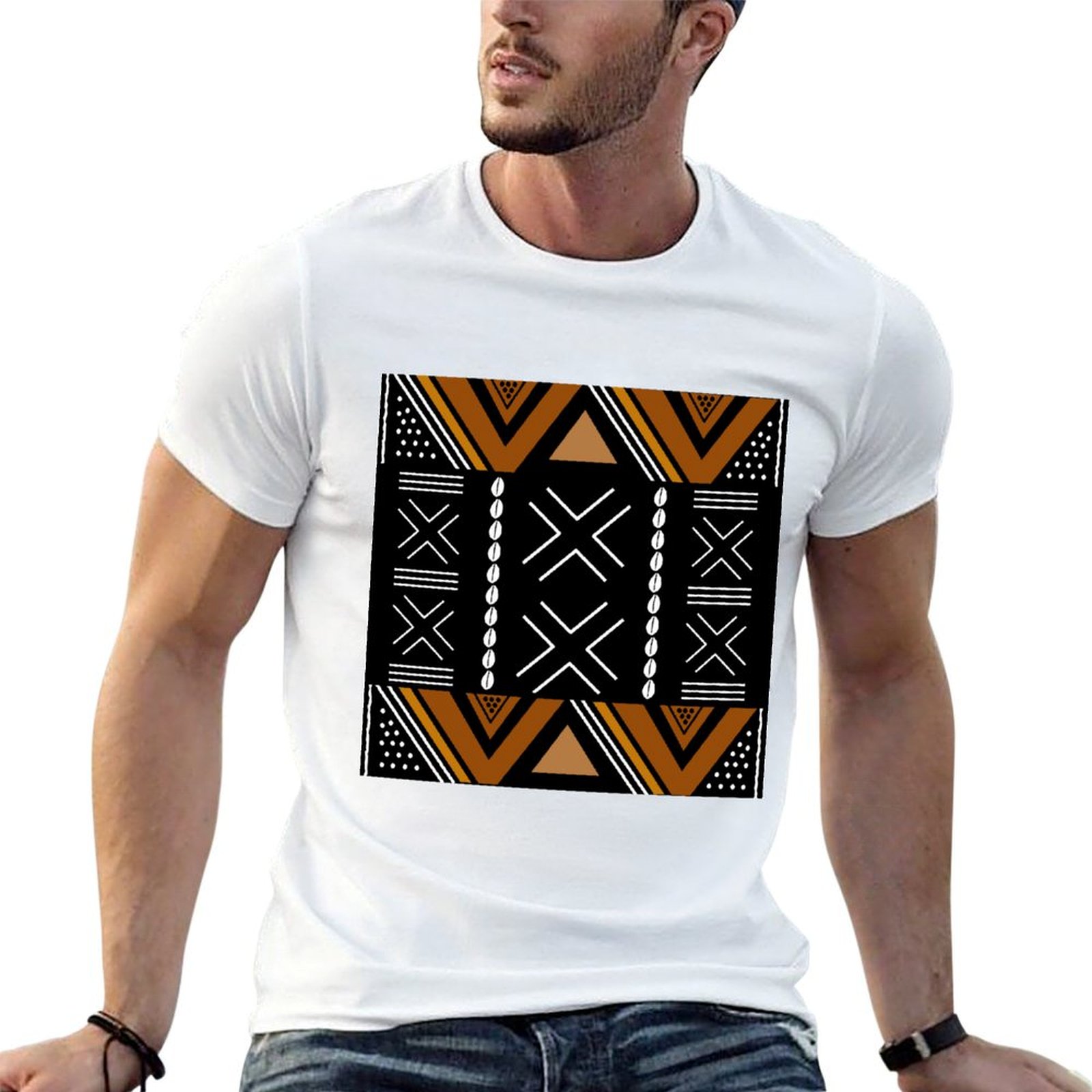 Mudcloth Print Top - African Mud Cloth Bogolan Design T-Shirt