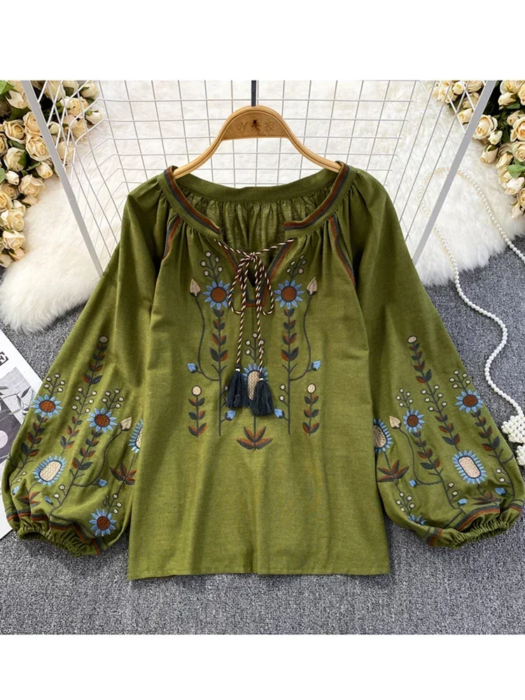 Ethnic Fashion Clothing - Women Spring Blouse Ethnic Style Retro