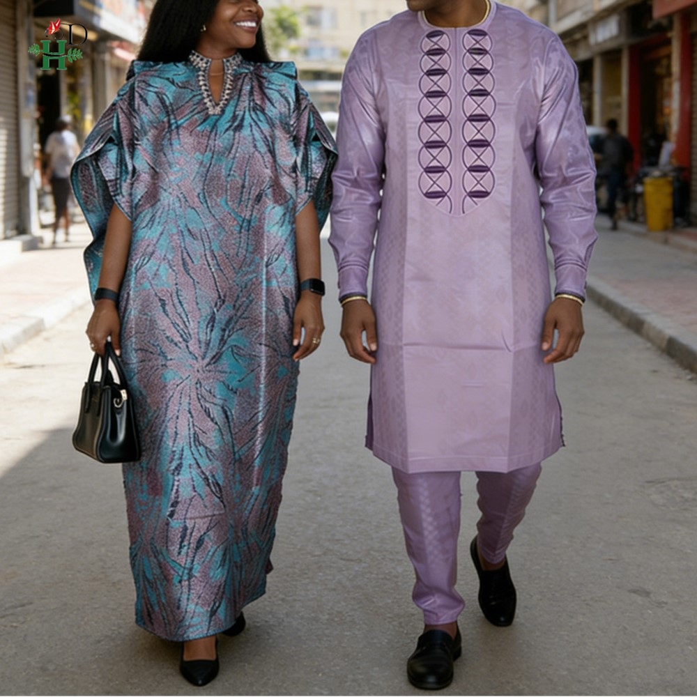 Boubou Men Africa - H&D African Dresses For Couple Purple