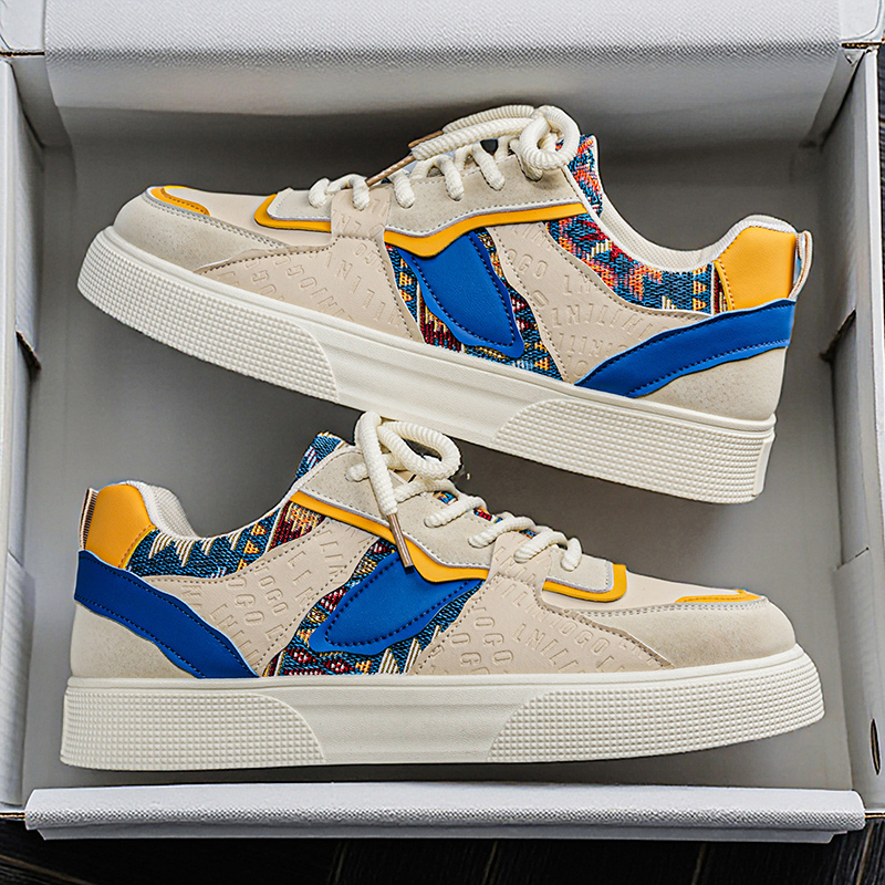 Ethnic Modern Fashion - Men's Vintage Patchwork Platform Sneakers -