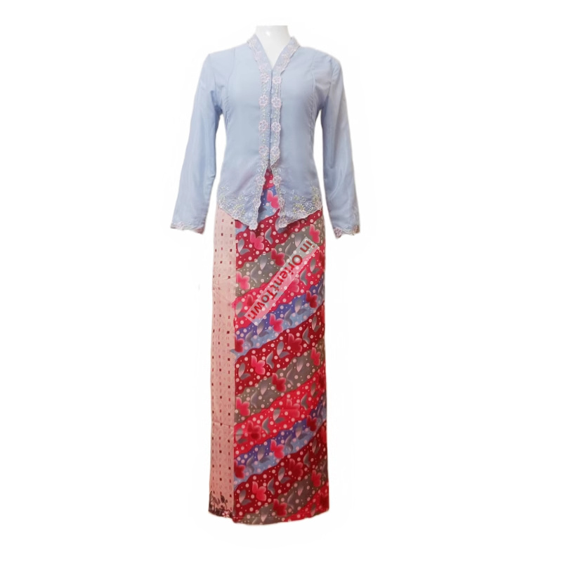 Thai Silk Blouse - Southeast Asian countries Blue Pink Embroidered