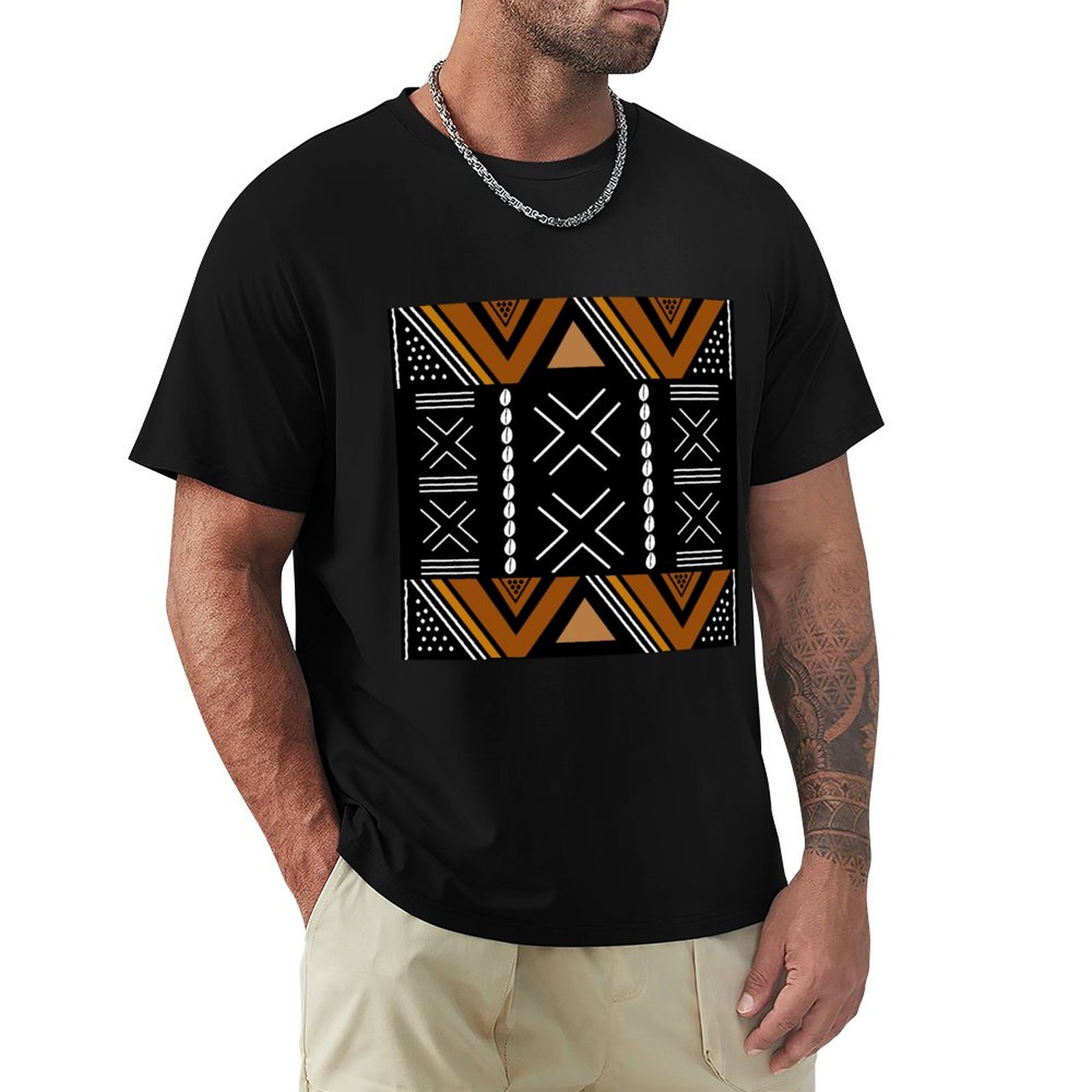 Mudcloth Print Top - African Mud Cloth Bogolan Design T-Shirt