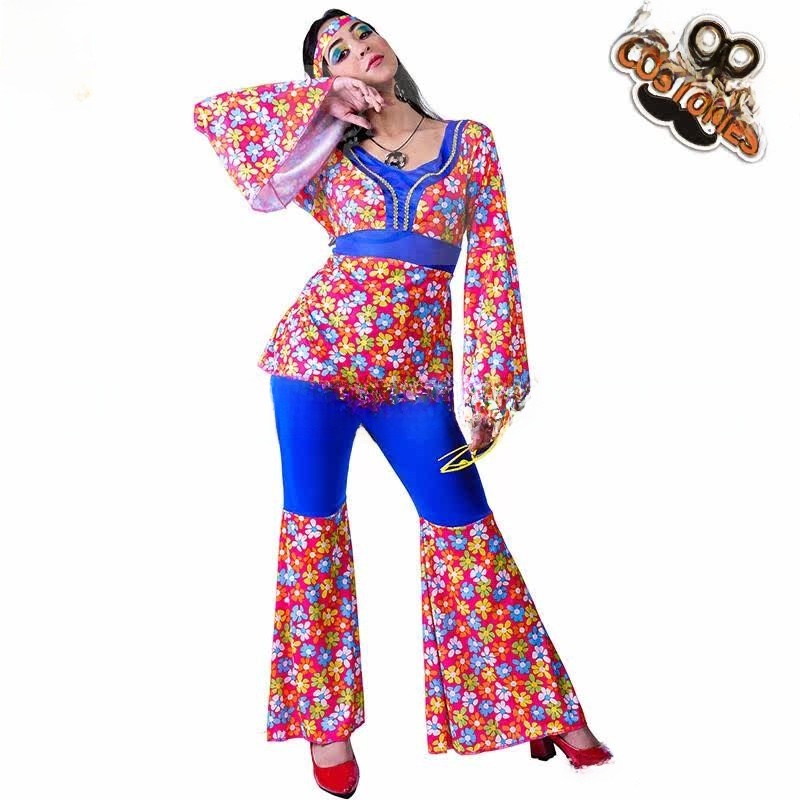 Ethnic Fashion Clothing - Women's Big Flower Hippie Suit Disco