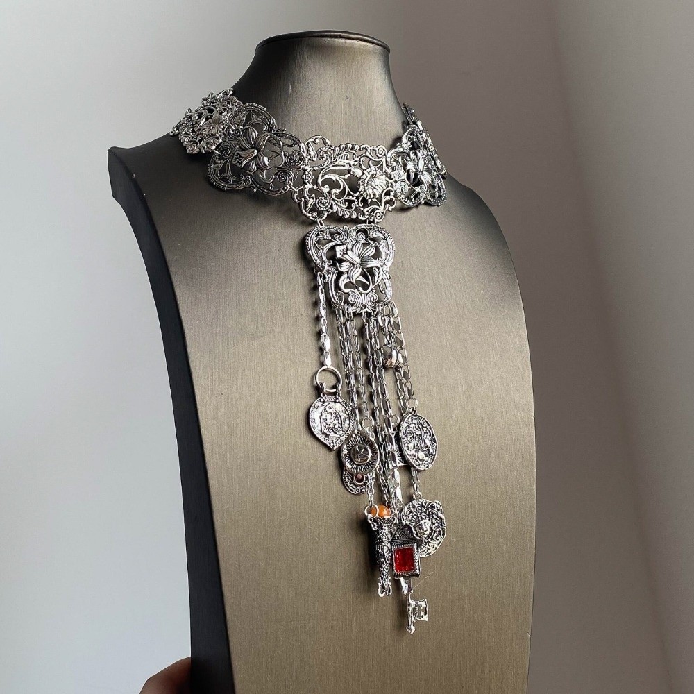 Retro Long Bohemian Necklace E - Y2K Ethnic Fashion ulasan dan harga