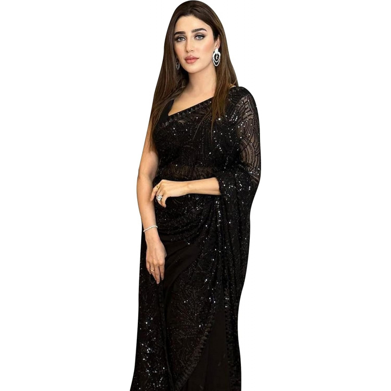 Women's Georgette Sequence Emb - Saree Georgette Women ulasan dan harga