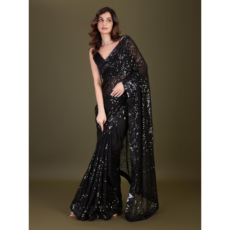 Women's Georgette Sequence Emb - Saree Georgette Women ulasan dan harga