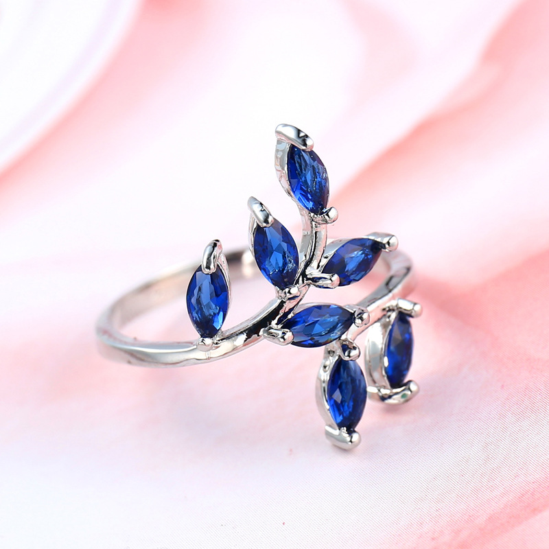 Pretty Blue Leaves Design Ring - Ethnic Fashion Designer ulasan dan harga