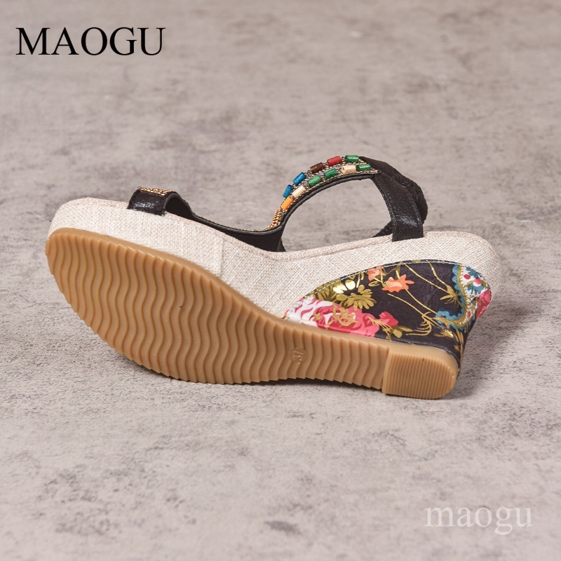 Boho Beaded Floral Wedge Sanda - Ethnic Fashion For Women ulasan dan harga
