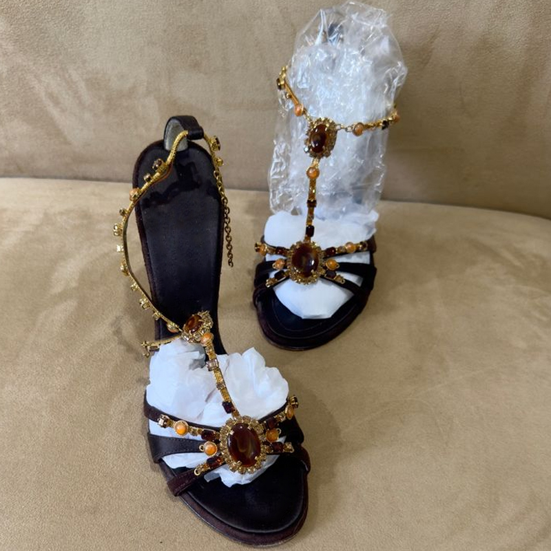 Rhinestone Open Toe Cross Stra - Ethnic Modern Fashion ulasan dan harga