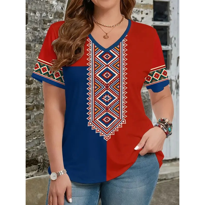 Ethnic style t-shirts with 3D  - Y2K Ethnic Fashion ulasan dan harga