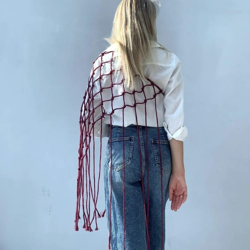Bohemian Netted Fringe Scarf S - Ethnic Fashion Designer ulasan dan harga