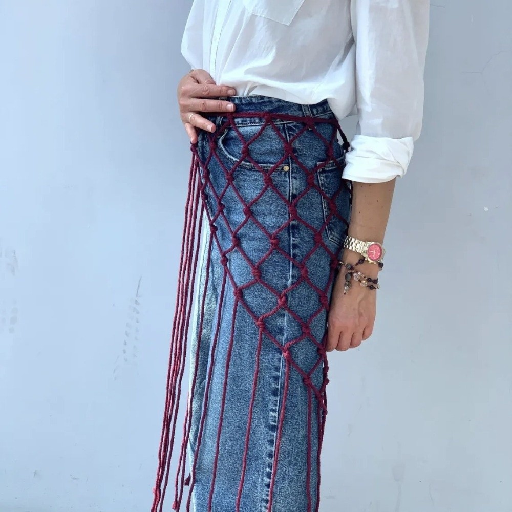 Bohemian Netted Fringe Scarf S - Ethnic Fashion Designer ulasan dan harga