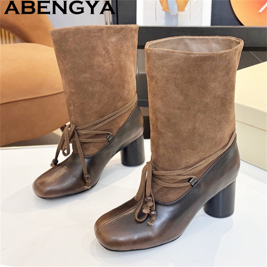 ABENGYA Chunky Heel Mid Calf B - Ethnic Fashion Week ulasan dan harga